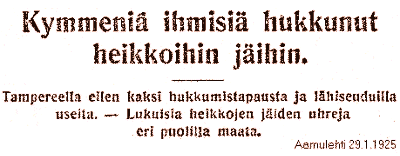 Otsikko Aamulehdess 29.1.1925